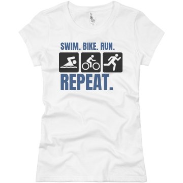 Swim Bike Run Repeat Junior Fit Basic Bella Favorite Tee