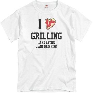 Dad I Love Grilling Unisex Basic Gildan Heavy Cotton Crew Neck Tee