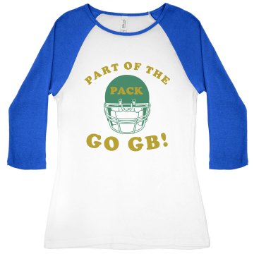 Football Pack Fan Junior Fit Bella 1x1 Rib 3/4 Sleeve Raglan Tee