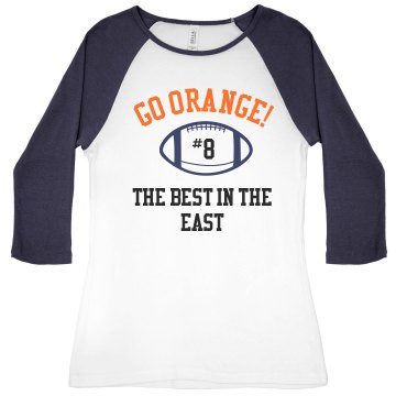 Go Orange Junior Fit Bella 1x1 Rib 3/4 Sleeve Raglan Tee