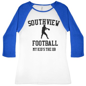 Southview Football Junior Fit Bella 1x1 Rib 3/4 Sleeve Raglan Tee