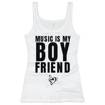 Music Is My Boyfriend Junior Fit Bella Sheer Longer Length Rib Tank Top