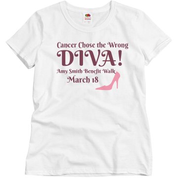 Cancer Chose Wrong Diva Misses Relaxed Fit Basic Gildan Heavy Cotton Tee