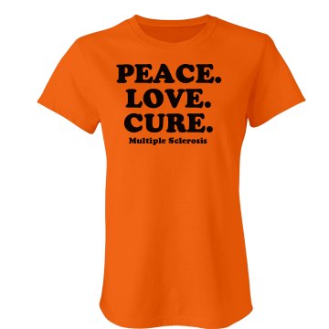 Peace. Love. MS Cure Junior Fit Bella Crewneck Jersey Tee