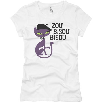 Parisian Kitten Tee Junior Fit Basic Bella Favorite Tee