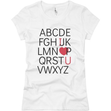 Alphabet I Love You Junior Fit Basic Bella Favorite Tee