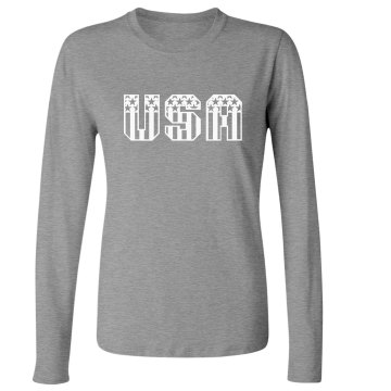 USA Long Sleeve Tee Junior Fit Bella Long Sleeve Crewneck Jersey Tee