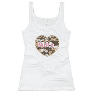 Nick's Camo Top Bella Junior Fit Contrast Satin Trim Cami
