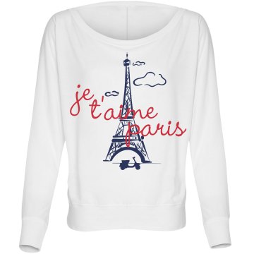 Je t'aime Paris Misses Bella Flowy Lightweight Relaxed Dolman Tee
