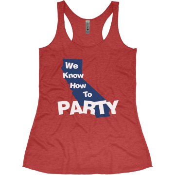 We know how to party Junior Fit Bella Sheer Longer Length Rib Tank Top