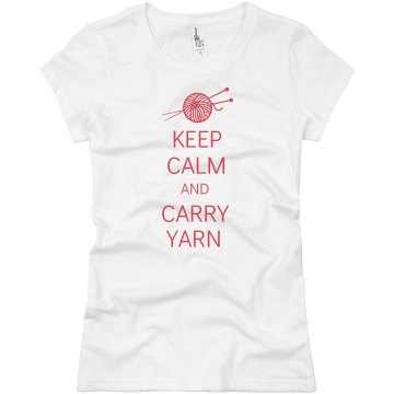 Keep Calm Carry Yarn Junior Fit Basic Bella Favorite Tee