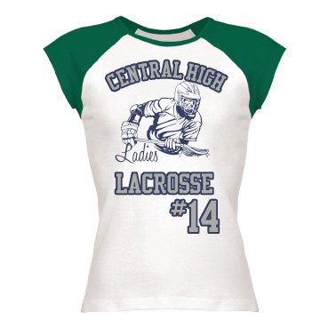 Ladies Lacrosse Tee Junior Fit Bella 1x1 Rib Ringer Tee