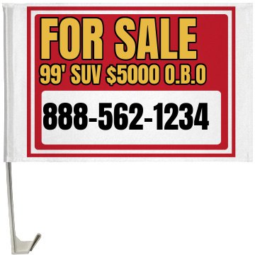 Car For Sale Flag One-Sided Driver Side Car Flag