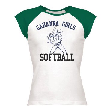 Girls Softball League Tee Junior Fit Bella 1x1 Rib Cap Sleeve Raglan Tee