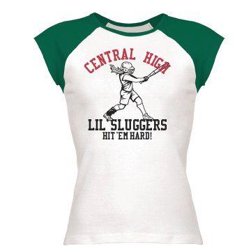 Girls Softball League Tee Junior Fit Bella 1x1 Rib Ringer Tee