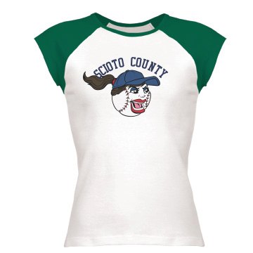 Girls Teeball League Tee Junior Fit Bella 1x1 Rib Cap Sleeve Raglan Tee