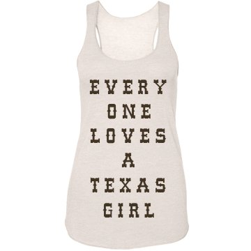 Everyone Loves a Texan Junior Fit Bella Sheer Longer Length Rib Strap Tank Top