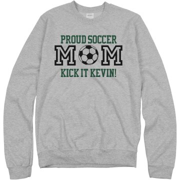 Proud Soccer Mom of Kevin Junior Fit Bella 1x1 Rib Ringer Tee