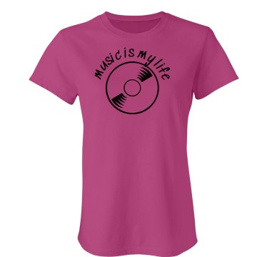 Music Is My Life Junior Fit Bella Sheer Longer Length Rib Tee