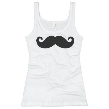 Mustache Tank Junior Fit Basic Bella 2x1 Rib Tank Top