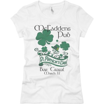 St Patty's Bar Crawl Misses Relaxed Fit Basic Gildan Heavy Cotton Tee