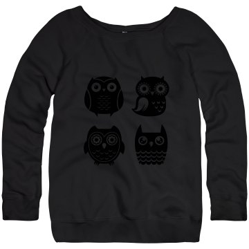 Four Triblend Owls Junior Fit Bella Triblend Slouchy Wideneck Sweatshirt