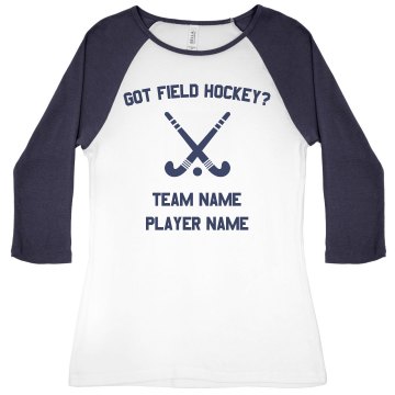 Field Hockey Tee Junior Fit Bella 1x1 Rib 3/4 Sleeve Raglan Tee