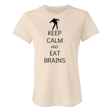 Keep Calm Eat Brains Junior Fit Bella Crewneck Jersey Tee