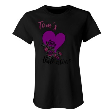 Tom's Valentine heart Junior Fit Bella Sheer Longer Length Rib Tee