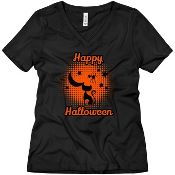 Happy Halloween Adult Misses Relaxed Fit Anvil V-Neck Tee