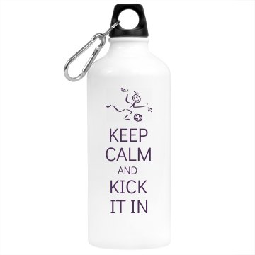 Keep Calm Soccer Kick Aluminum Water Bottle