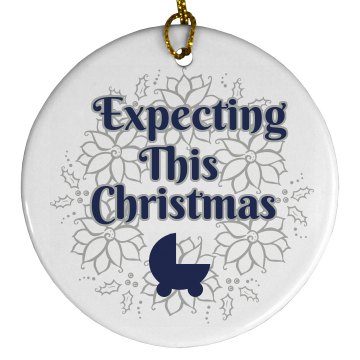 Expecting This Christmas Porcelain Circle Ornament