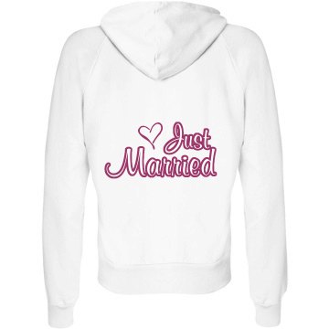 Just Married Junior Fit Bella Fleece Raglan Zip Hoodie