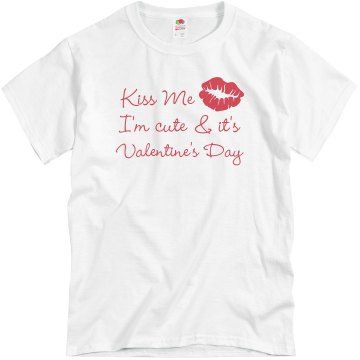 Kiss Me Valentine Unisex Basic Gildan Heavy Cotton Crew Neck Tee