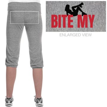 Roller Derby Bite My.... Junior Fit Soffe Fleece Capri