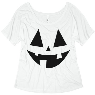 Flowy Jack-O-Lantern Misses Bella Flowy V-Neck Half-Sleeve Tee