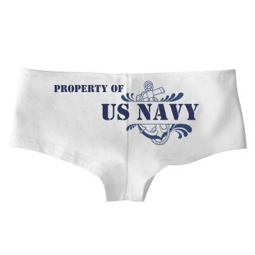 Property of Navy Hot Shor Bella White Basic Hotshort