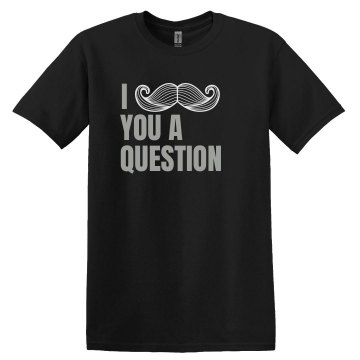 White on Black Mustache Unisex Gildan Heavy Cotton Crew Neck Tee