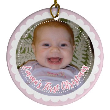 1st Christmas Ornament Porcelain Circle Ornament