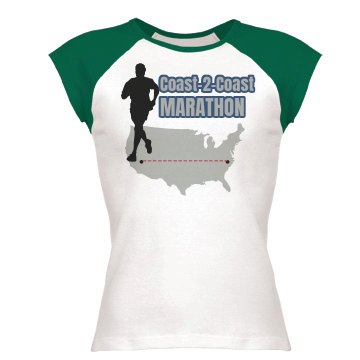 Marathon Run Tee w/ Back Junior Fit Bella 1x1 Rib Ringer Tee