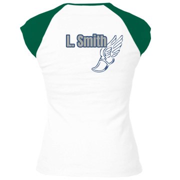 Marathon Run Tee w/ Back Junior Fit Bella 1x1 Rib Ringer Tee