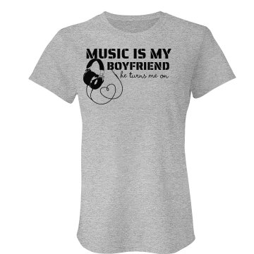 Music Is My Boyfriend Junior Fit Bella Crewneck Jersey Tee