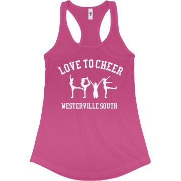 Love To Cheer Junior Fit Bella Sheer Longer Length Rib Racerback Tank Top