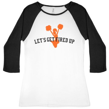 Let's Get Fired Up Junior Fit Bella 1x1 Rib 3/4 Sleeve Raglan Tee
