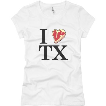 I Heart TX Distressed Misses Relaxed Fit Basic Gildan Ultra Cotton Tee