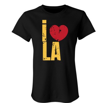 I Heart LA Yellow & Red Junior Fit Bella Sheer Longer Length Rib Tee