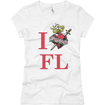 Heart With Roses FL Junior Fit Basic Bella Favorite Tee