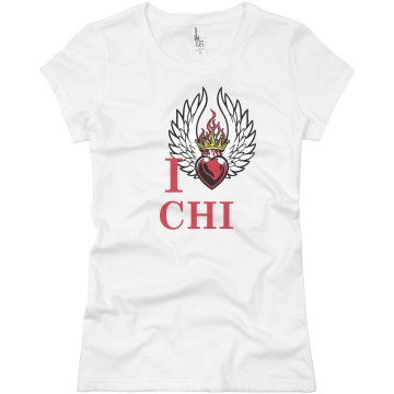 I Winged Heart Chicago  Junior Fit Basic Bella Favorite Tee