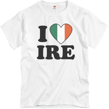 I Heart IRE Mens Unisex Basic Gildan Heavy Cotton Crew Neck Tee