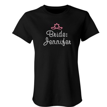 Bride Rhinestone & Accent Junior Fit Bella Crewneck Jersey Tee